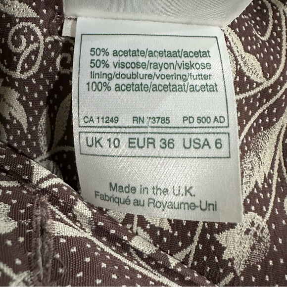 Vintage Laura Ashley Brown Floral Sleeveless Midi Dress Size 6‎ V-Neck Cottage - Picture 10 of 11